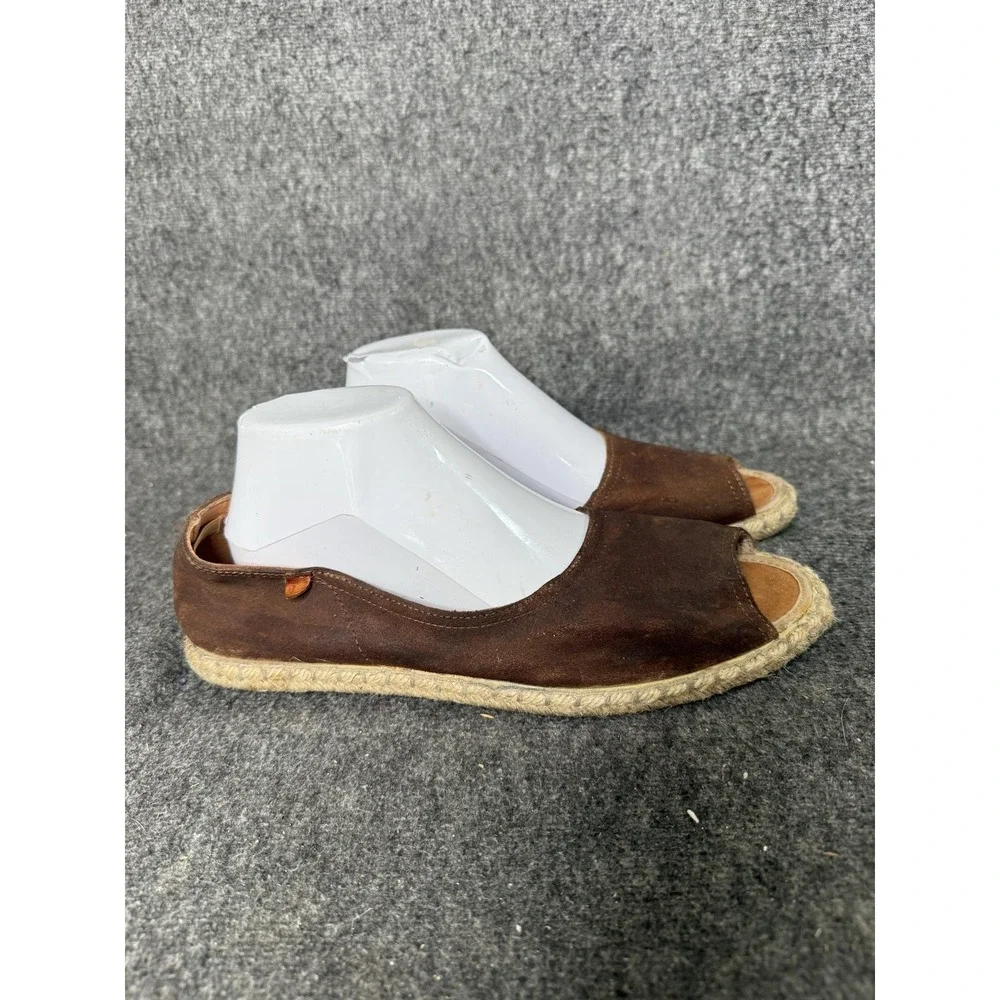 Verbenas Cruz Espadrille Shoes Womens Size 11 Brown Leather Slip On Flat Spain
